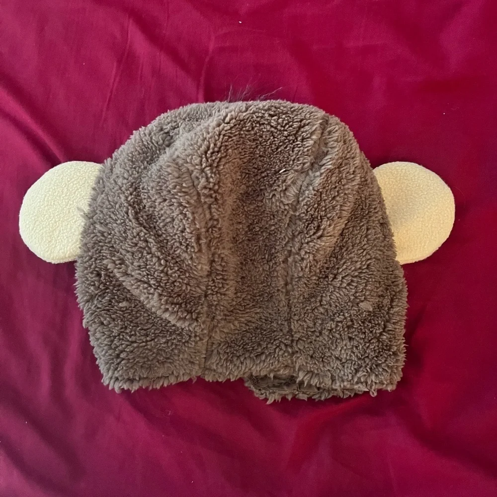 Halloween kids Brown Monkey Fleece Hat 4-6